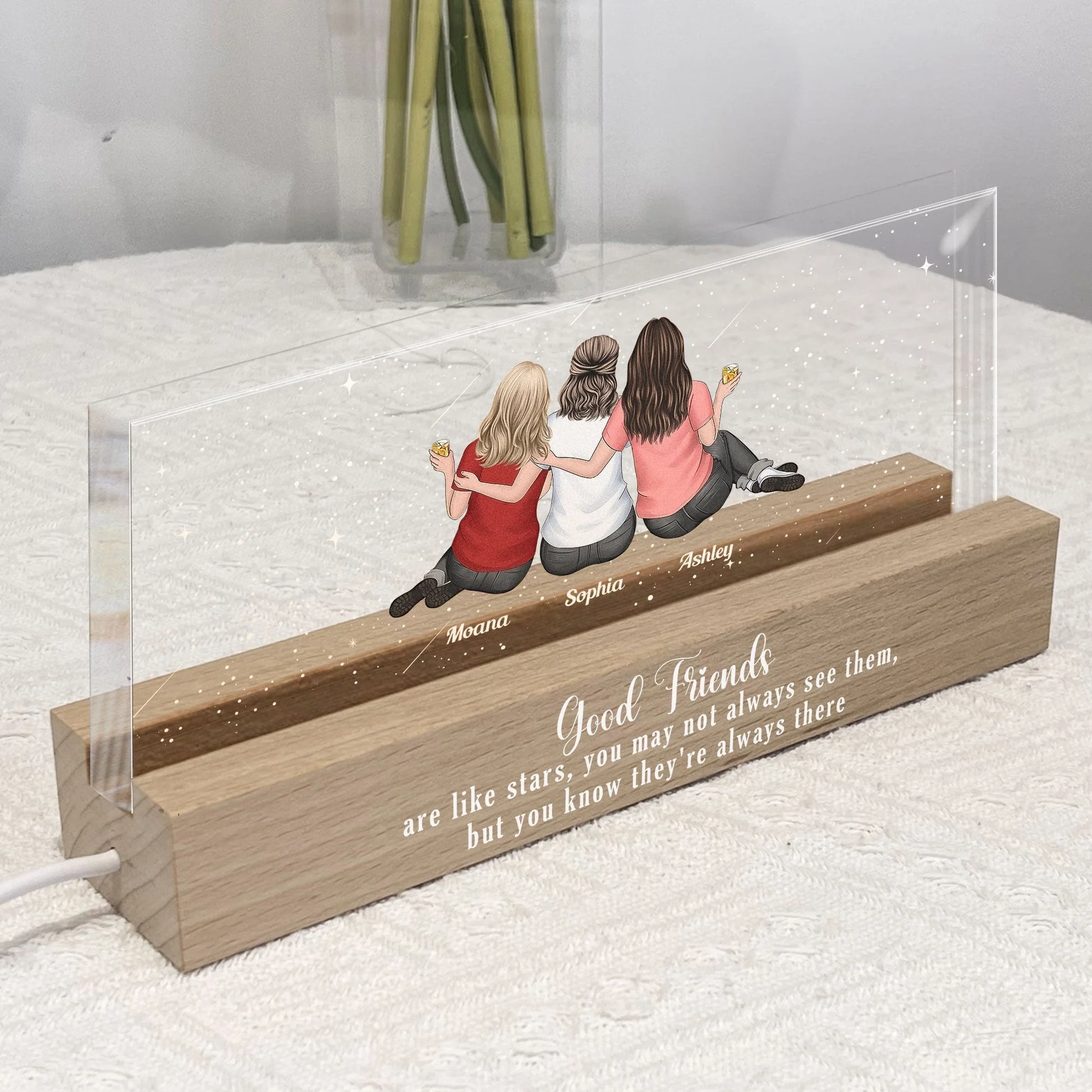 Good Besties Are Like Stars - Personalized LED Night Light Gift For Friends, Sisters - Image 4