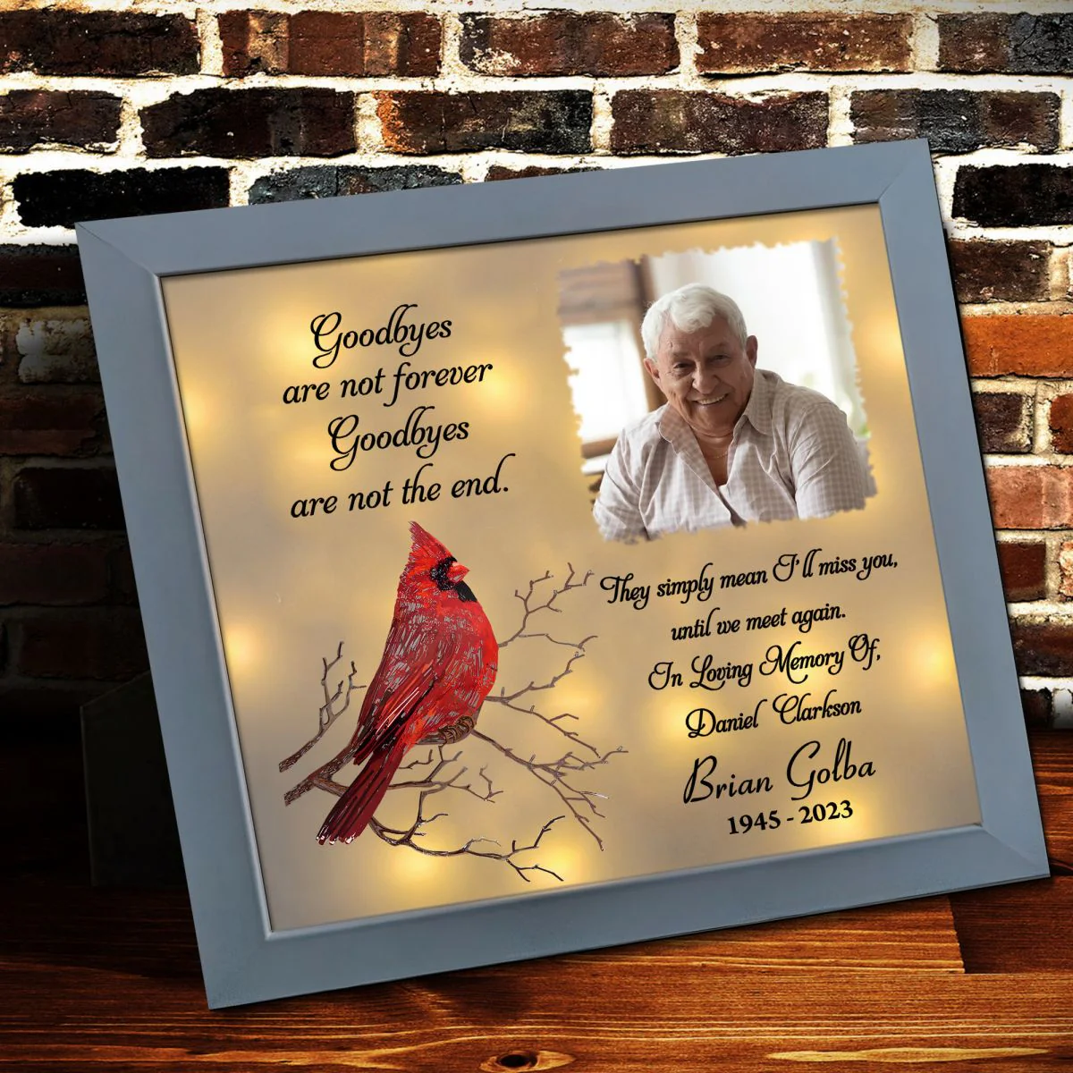 Good Bye Are Not The End-Personalized Cardinal Bird Light Shadow Box - Image 3