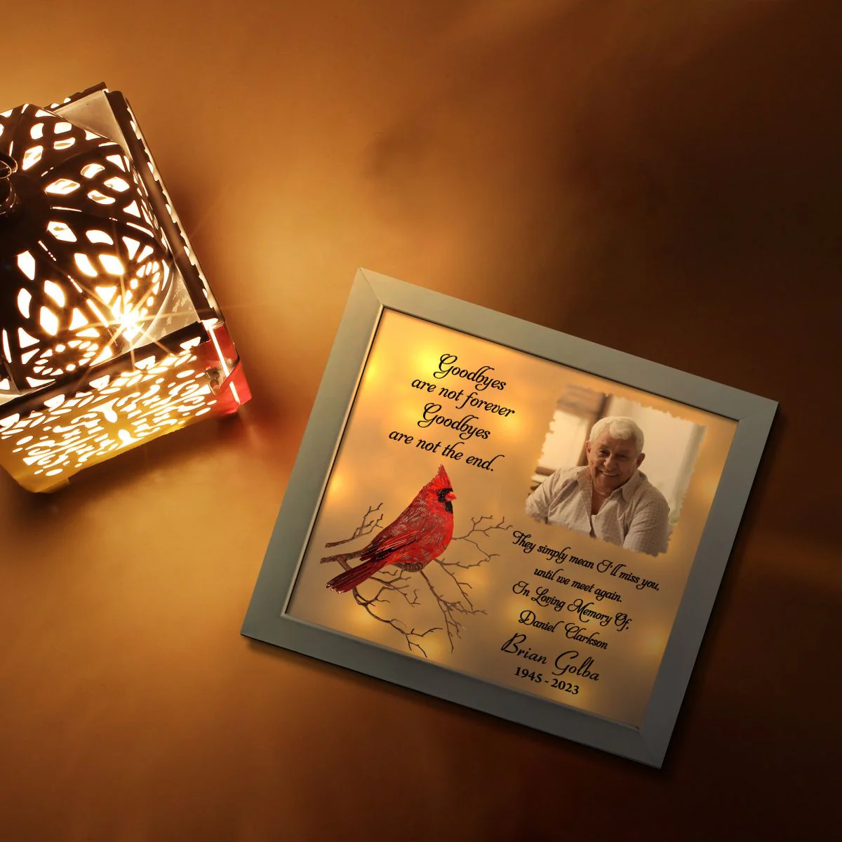 Good Bye Are Not The End-Personalized Cardinal Bird Light Shadow Box - Image 4