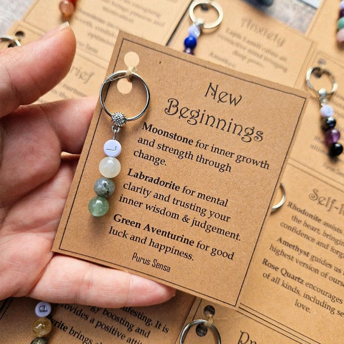 Good Luck, New Beginnings, Self Love, Success Healing Personalized Crystal Keyring - Image 2