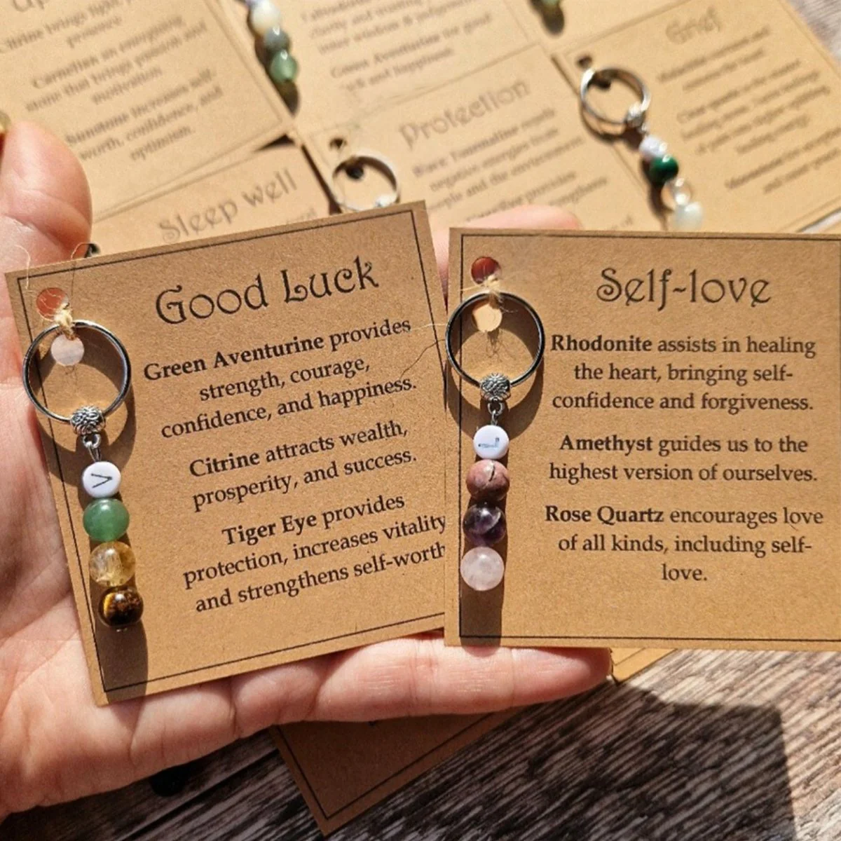 Good Luck, New Beginnings, Self Love, Success Healing Personalized Crystal Keyring - Image 3