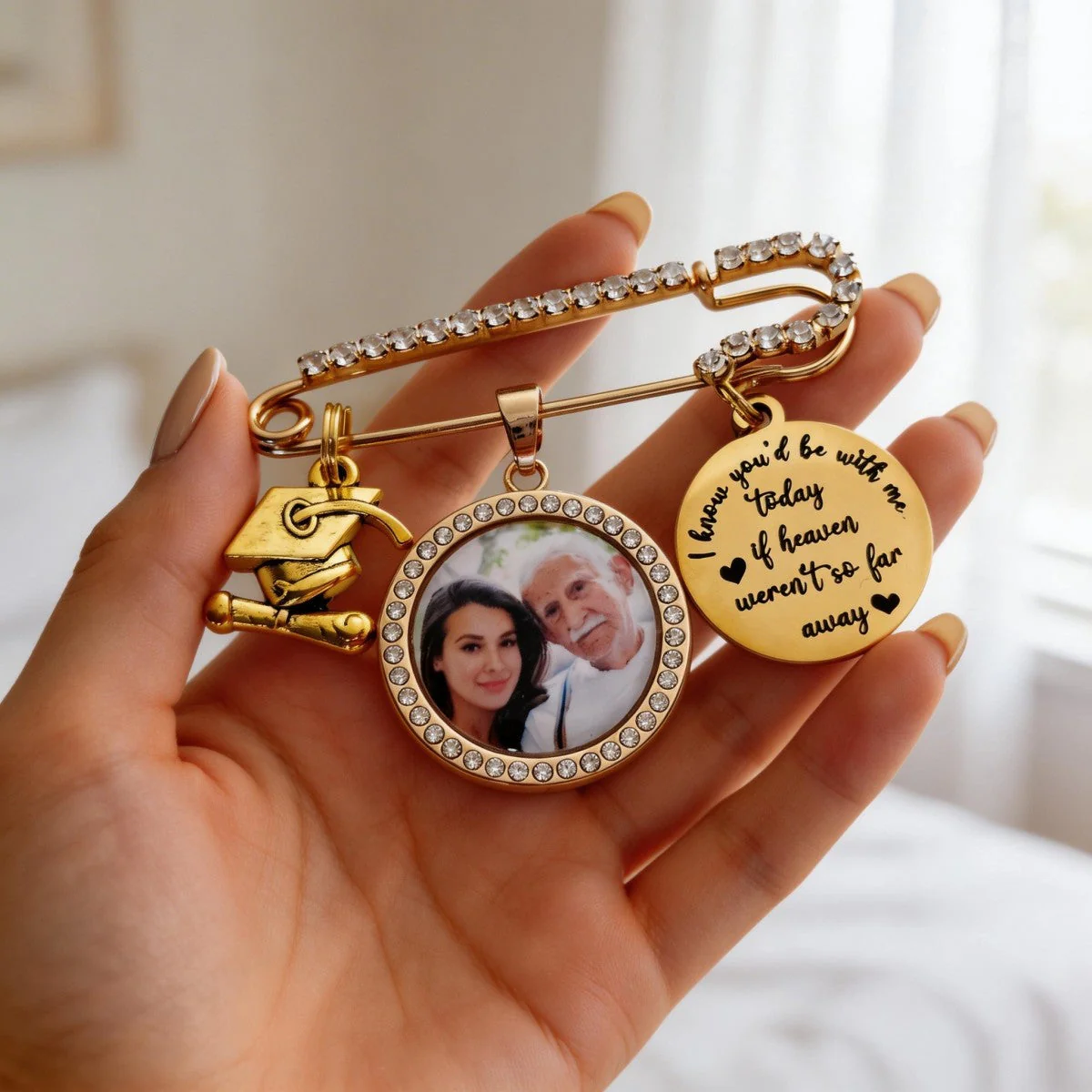 Grad Cap Gown Charm Ceremony pin, Personalized Photo 2026 Graduation Cap Memorial Tassel Lapel Pin - Image 6