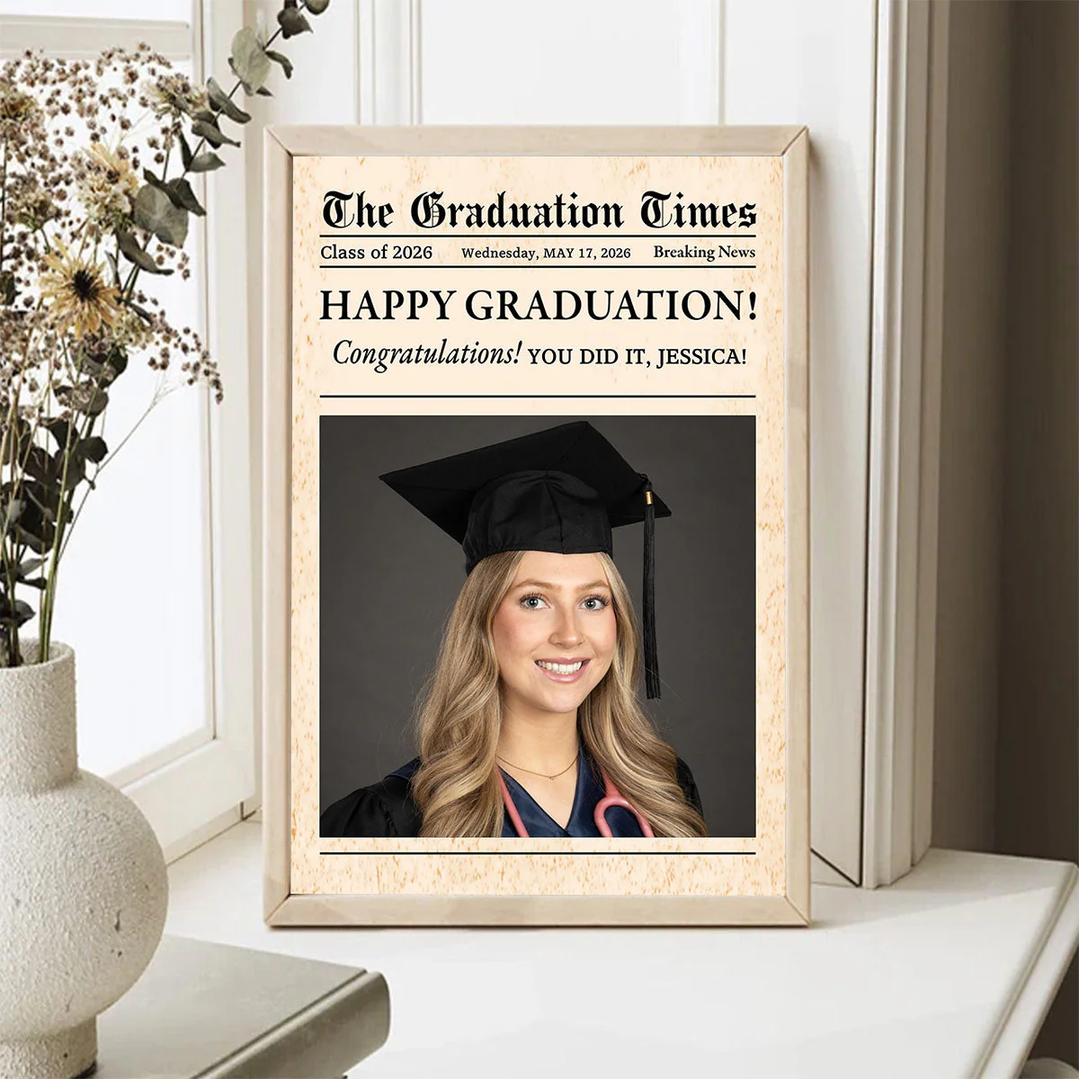 Graduation 2026 - Personalized Graduation Newspaper Cover Canvas for Him or Her - Image 2