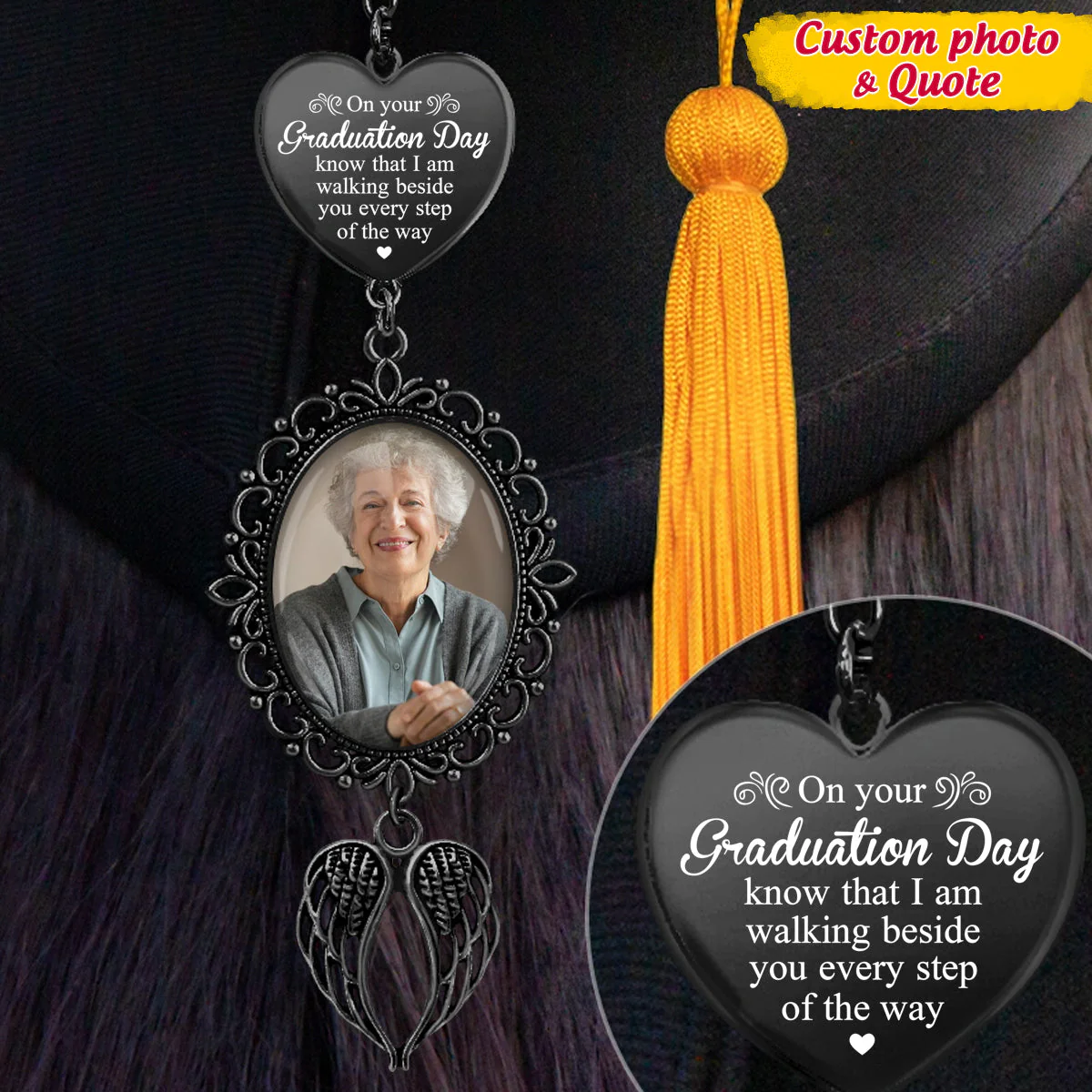 Graduation Day Walking Beside You Custom Tassel Photo Charm - Personalized Graduation Gifts For Graduate - Image 2