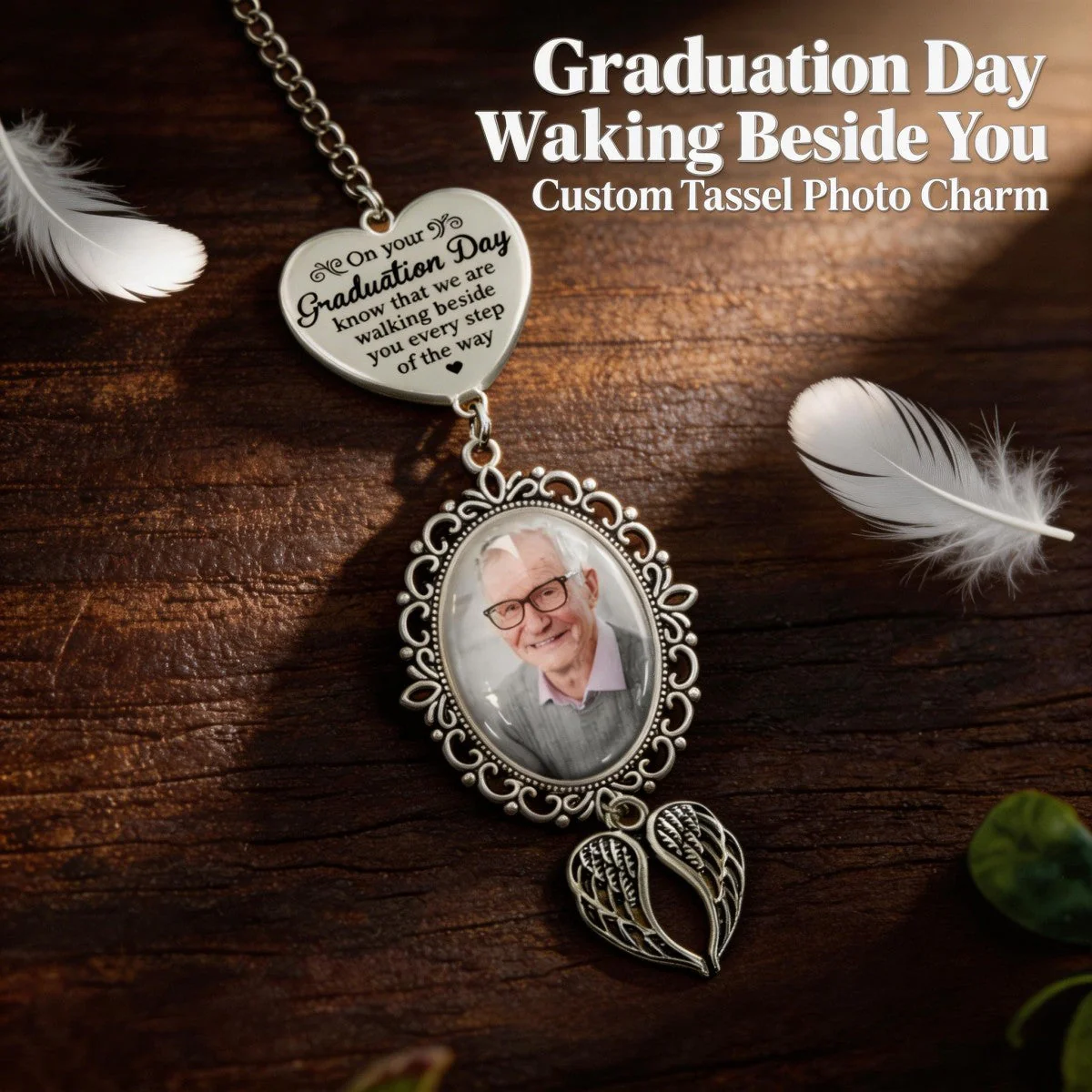 Graduation Day Walking Beside You Custom Tassel Photo Charm - Personalized Graduation Gifts For Graduate - Image 4