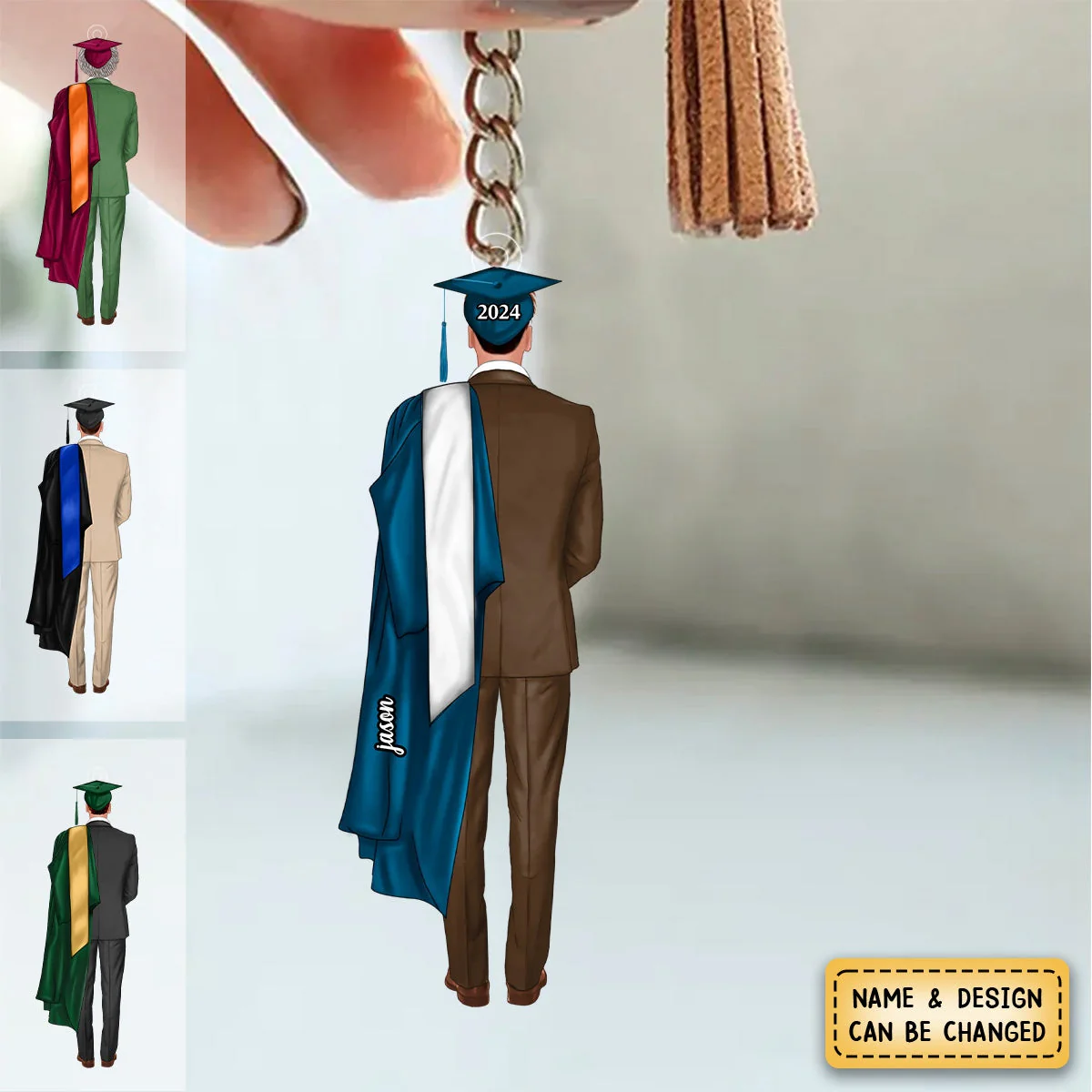 Graduation Gift Personalized back view Acrylic Keychain - Image 3