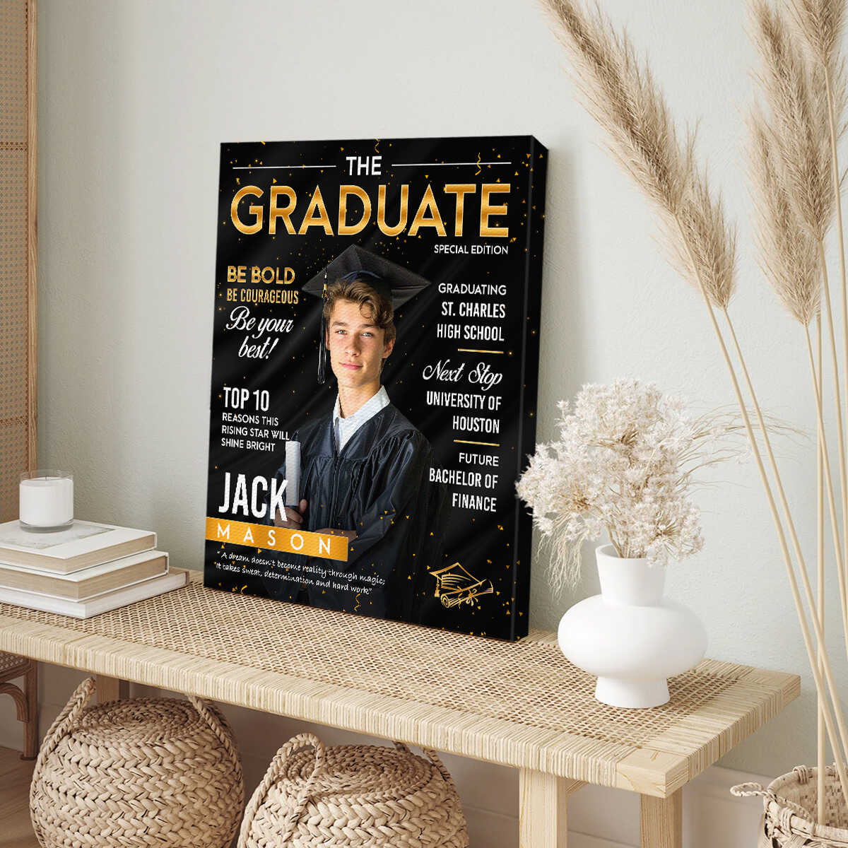 Graduation Magazine Cover Canvas, Graduation Photo Canvas, Personalized Graduation Print - Image 2