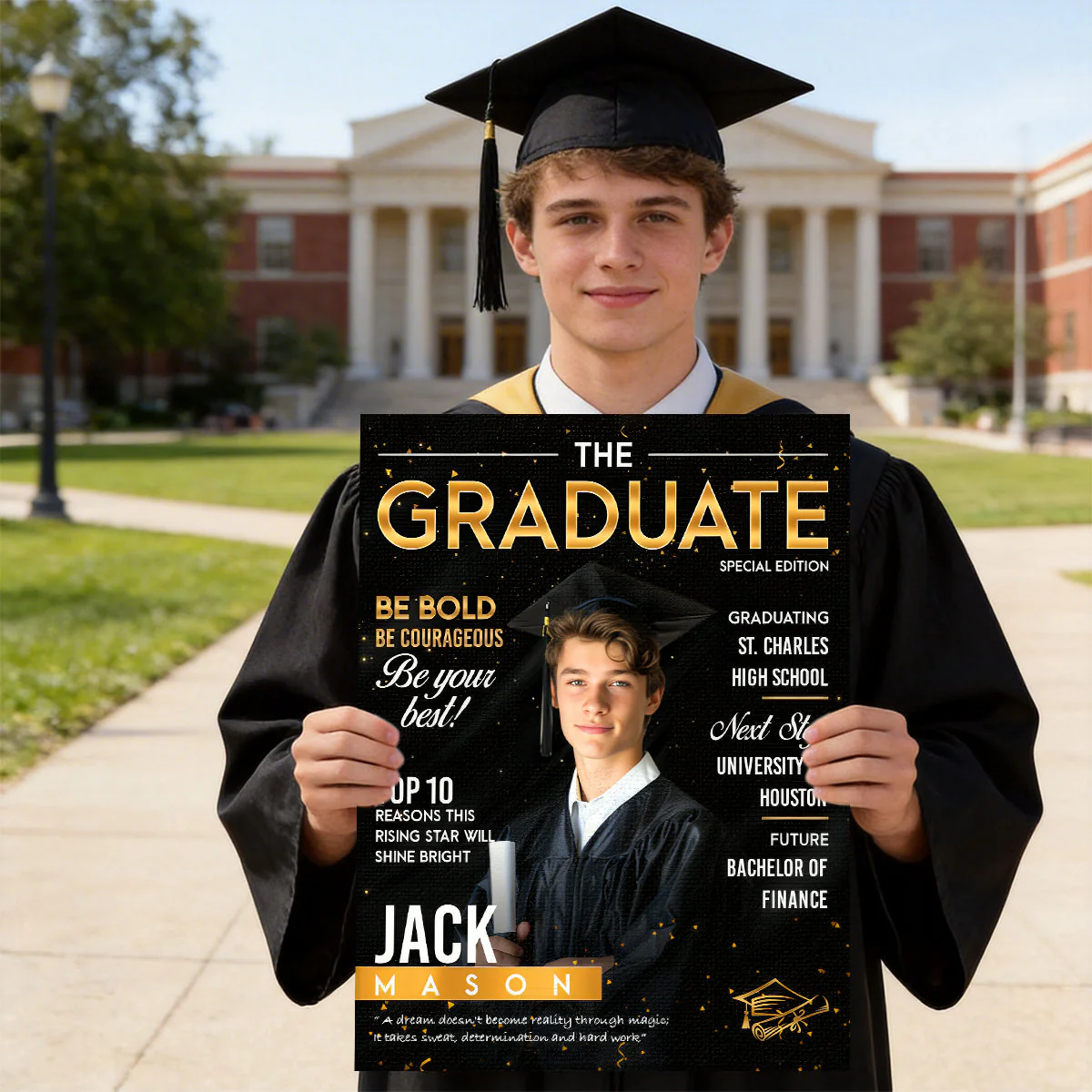 Graduation Magazine Cover Canvas, Graduation Photo Canvas, Personalized Graduation Print - Image 3