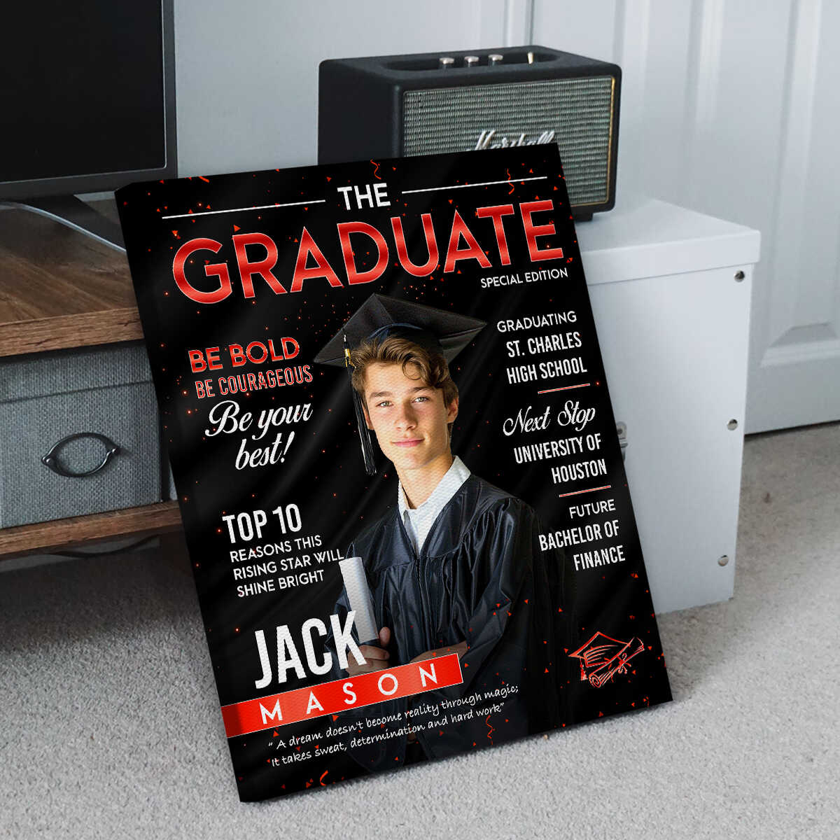 Graduation Magazine Cover Canvas, Graduation Photo Canvas, Personalized Graduation Print - Image 7