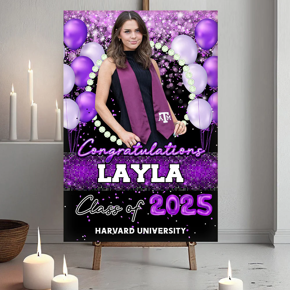 Graduation Party Decorations Custom Welcome Canvas Sign Grad - Personalized Class of 2026 - Image 6