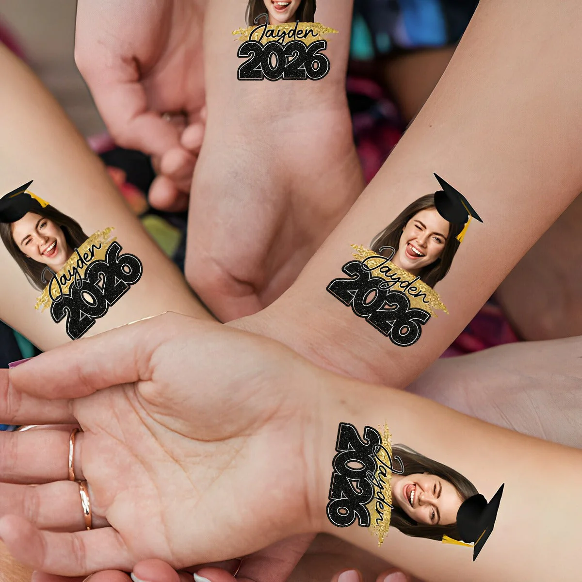 Graduation Tattoo Gift Custom Photo And Text Temporary Tattoo - Personalized Tattoo Fake Tattoo - Image 2