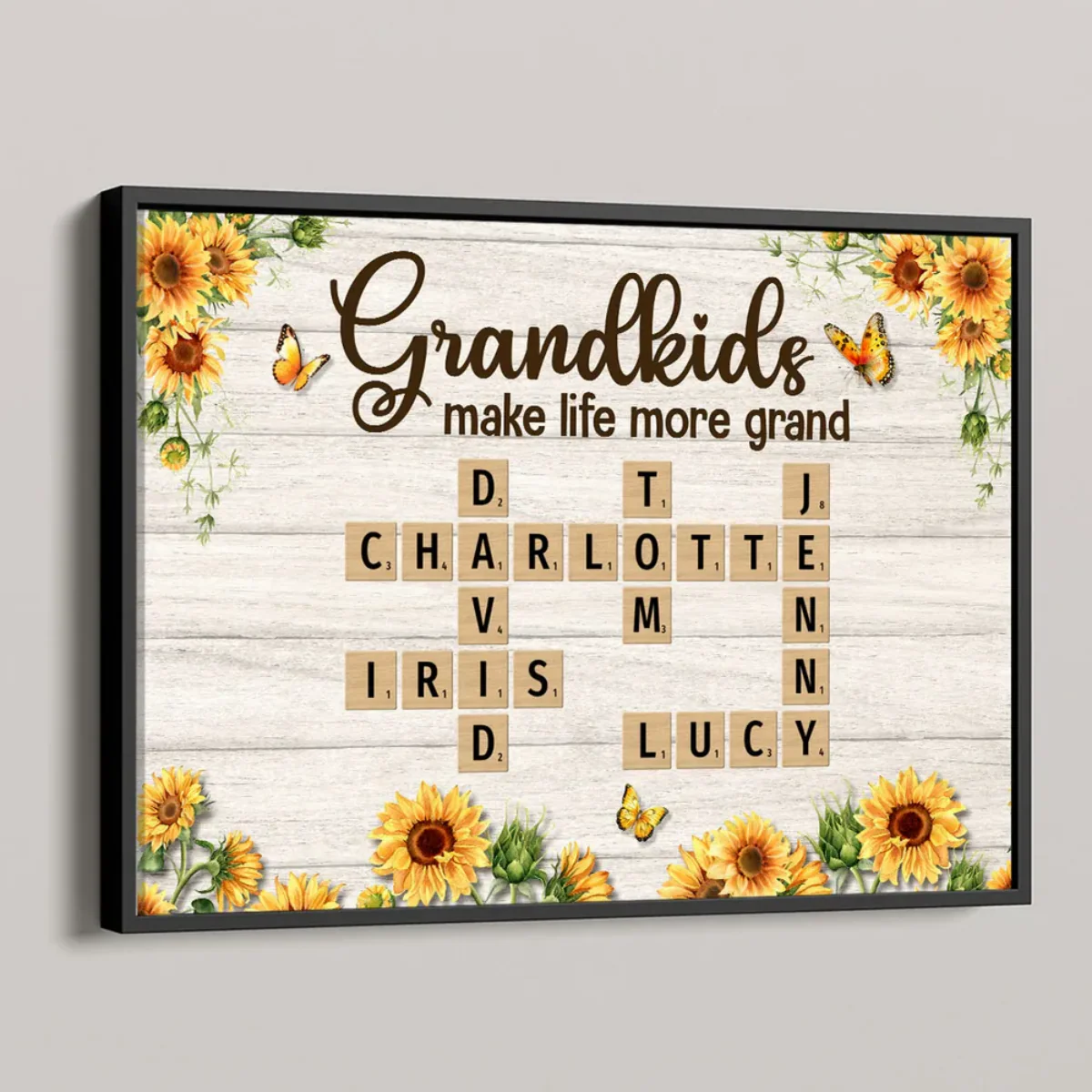 Grandkids Make Life More Grand Crossword Puzzle Sunflower Personalized Canvas/Poster - Image 6