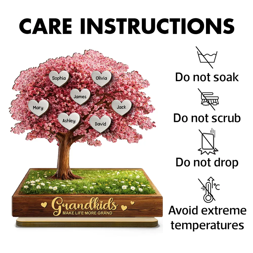 Grandkids Make Life More Grand Family Heart Tree - Personalized Wooden Plaque - Heartfelt Gift for Grandma - Image 6