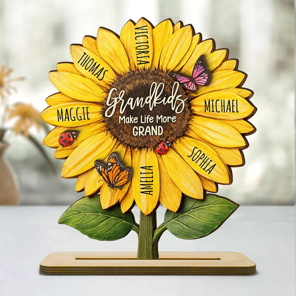 Grandkids Make Life More Grand - Personalized Wooden Plaque - Image 2