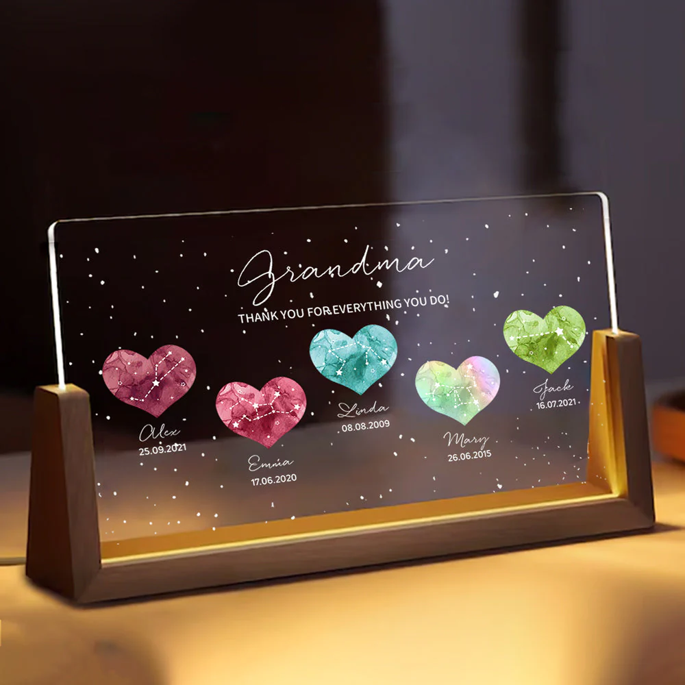 Grandma - A Heartfelt Thank You Personalized LED Light Frame With Custom Heart Designs - Image 2