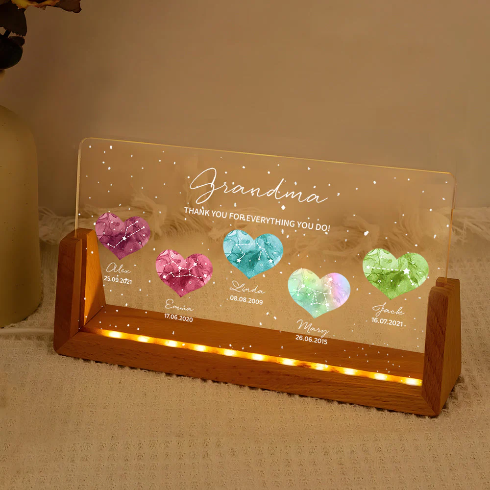 Grandma - A Heartfelt Thank You Personalized LED Light Frame With Custom Heart Designs - Image 3