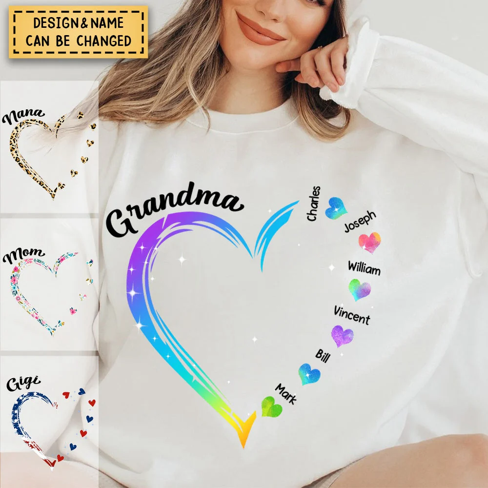 Grandma and Grandkids Hearts Personalized Sweatshirt, Best Gift Christmas - Image 2