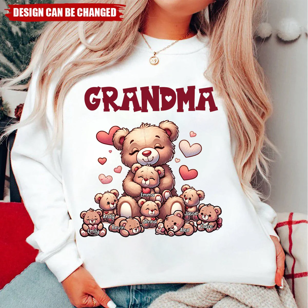 Grandma Bear With Cute Grandkids Personalized Sweatshirt - Image 3