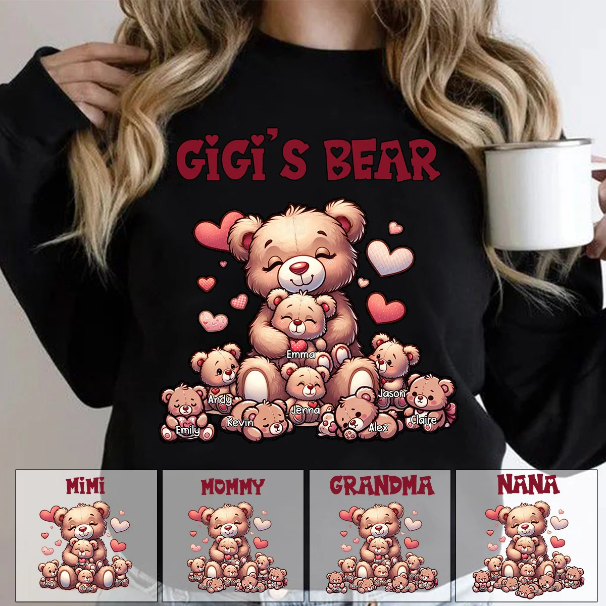 Grandma Bear With Cute Grandkids Personalized Sweatshirt - Image 4