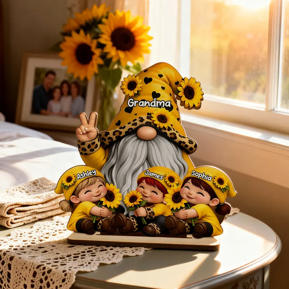 Grandma & Grandkids Sunflower - Personalized Wooden Plaque - Sentimental Gift for Grandma - Image 2