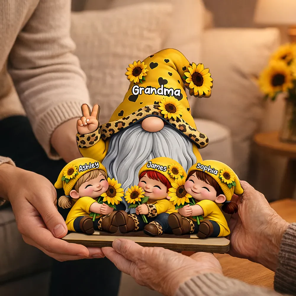 Grandma & Grandkids Sunflower - Personalized Wooden Plaque - Sentimental Gift for Grandma - Image 3