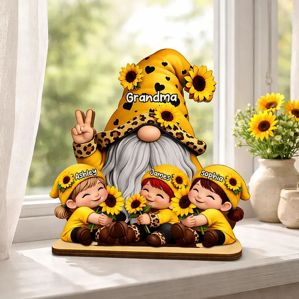 Grandma & Grandkids Sunflower - Personalized Wooden Plaque - Sentimental Gift for Grandma - Image 8