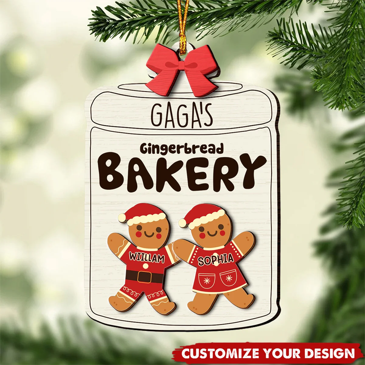 Grandma Grandpa Mom Dad Perfect Patch - Personalized 2-Layered Wooden Ornament - Image 2