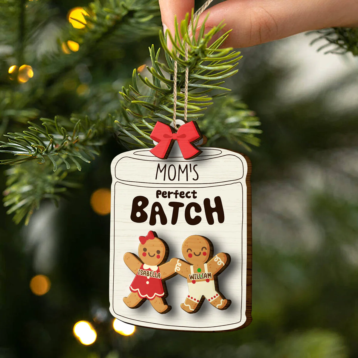 Grandma Grandpa Mom Dad Perfect Patch - Personalized 2-Layered Wooden Ornament - Image 3