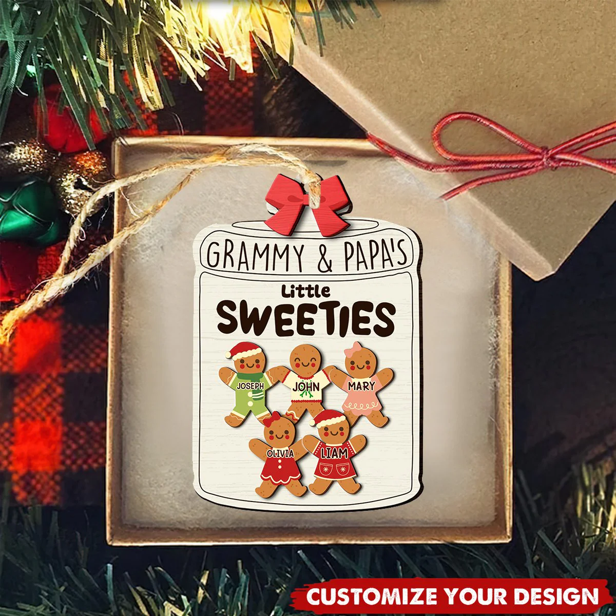 Grandma Grandpa Mom Dad Perfect Patch - Personalized 2-Layered Wooden Ornament - Image 4