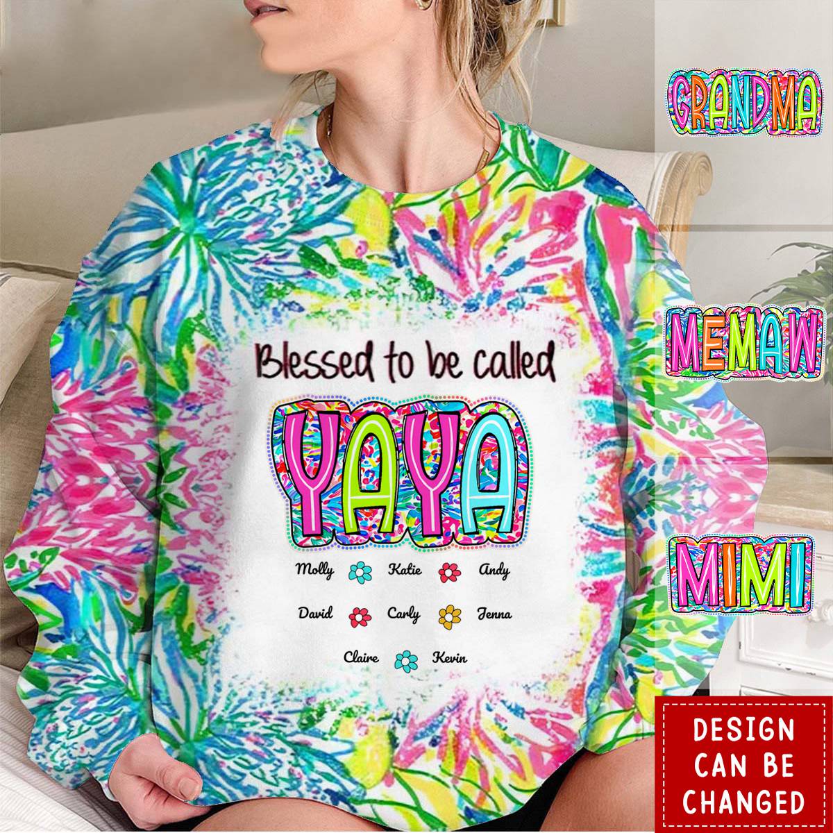 Grandma Nana Gigi Scribble Doodle Grandkids Personalized Sweatshirt - Image 4