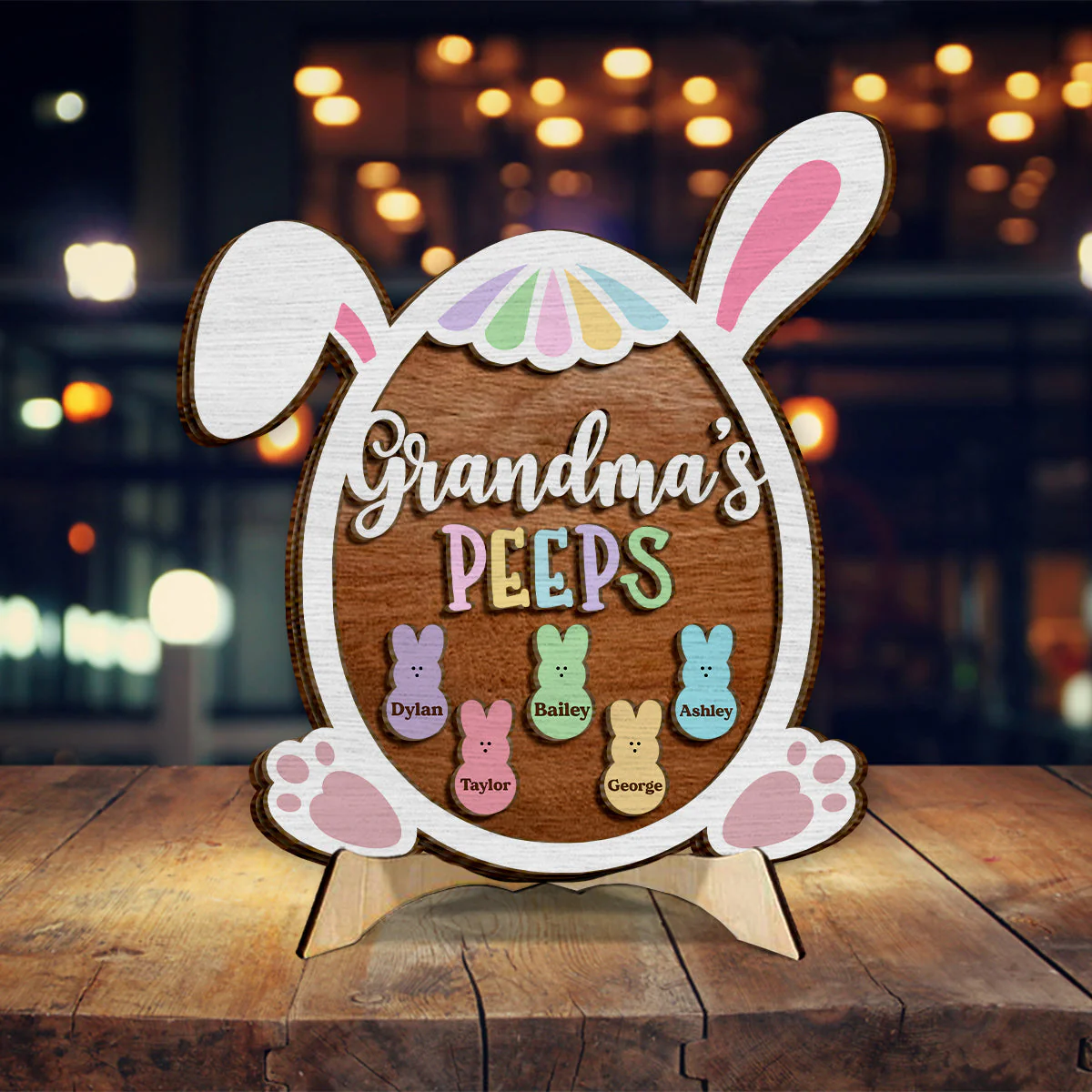 Grandma Nana Mimi Easter Bunnies - Personalized 2-Layer Wooden Plaque - Image 7