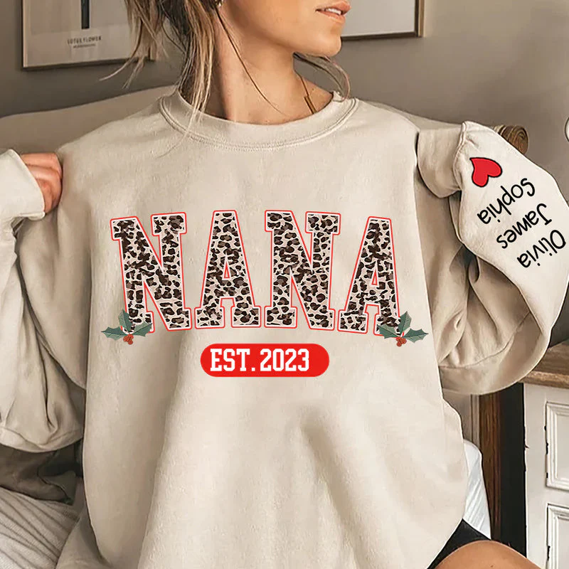 Grandma Nana Mom Leopard Personalized Sweatshirt - Image 2