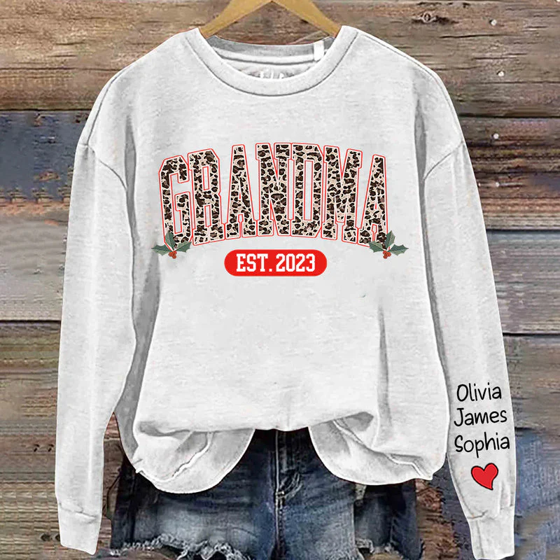 Grandma Nana Mom Leopard Personalized Sweatshirt - Image 3