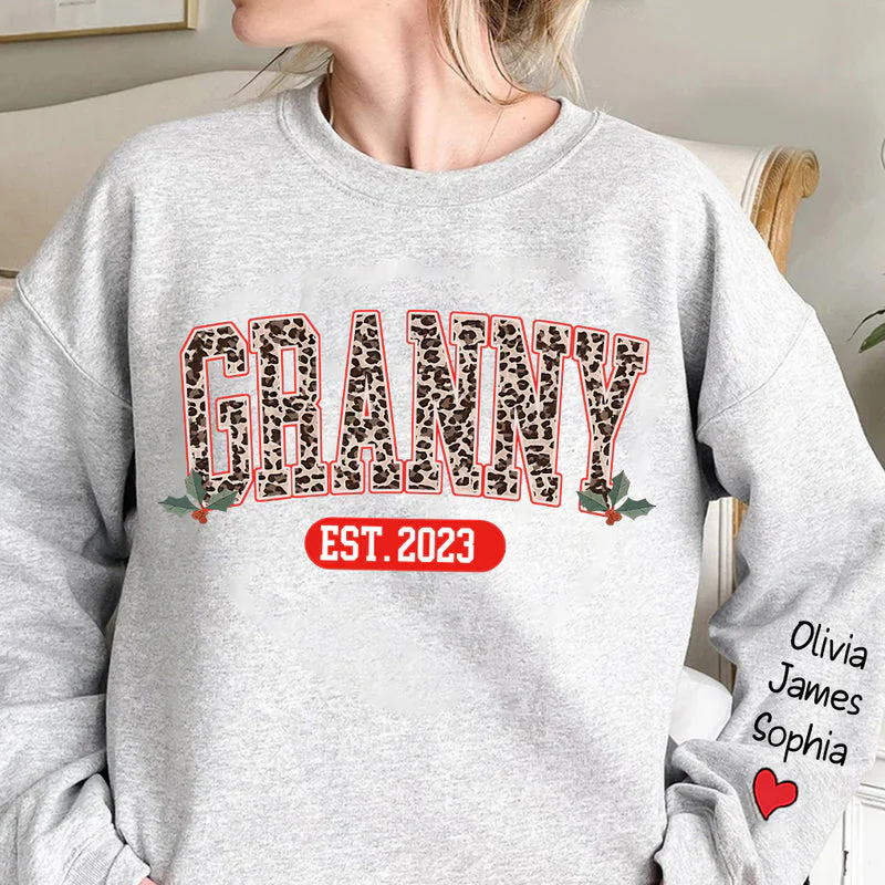 Grandma Nana Mom Leopard Personalized Sweatshirt - Image 5