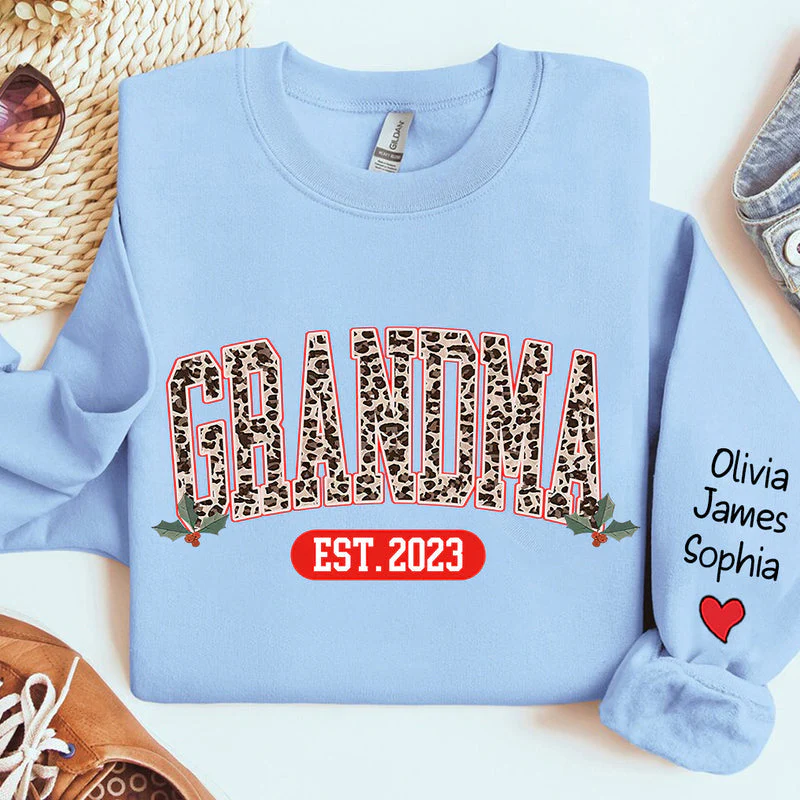 Grandma Nana Mom Leopard Personalized Sweatshirt - Image 6