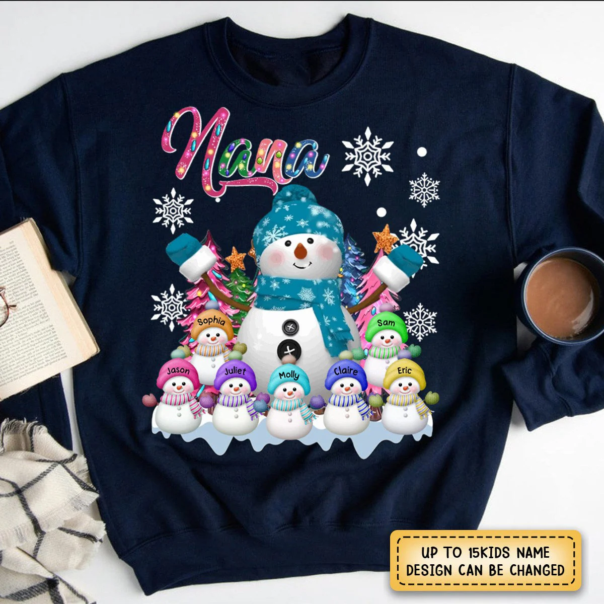 Grandma Snowman & Kid Christmas Tree Personalized Sweatshirt - Image 5
