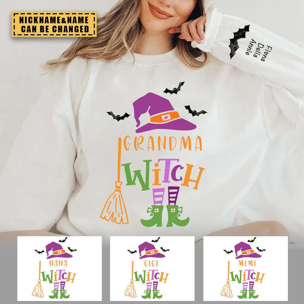 Grandma Witch Halloween Personalized Sweatshirt