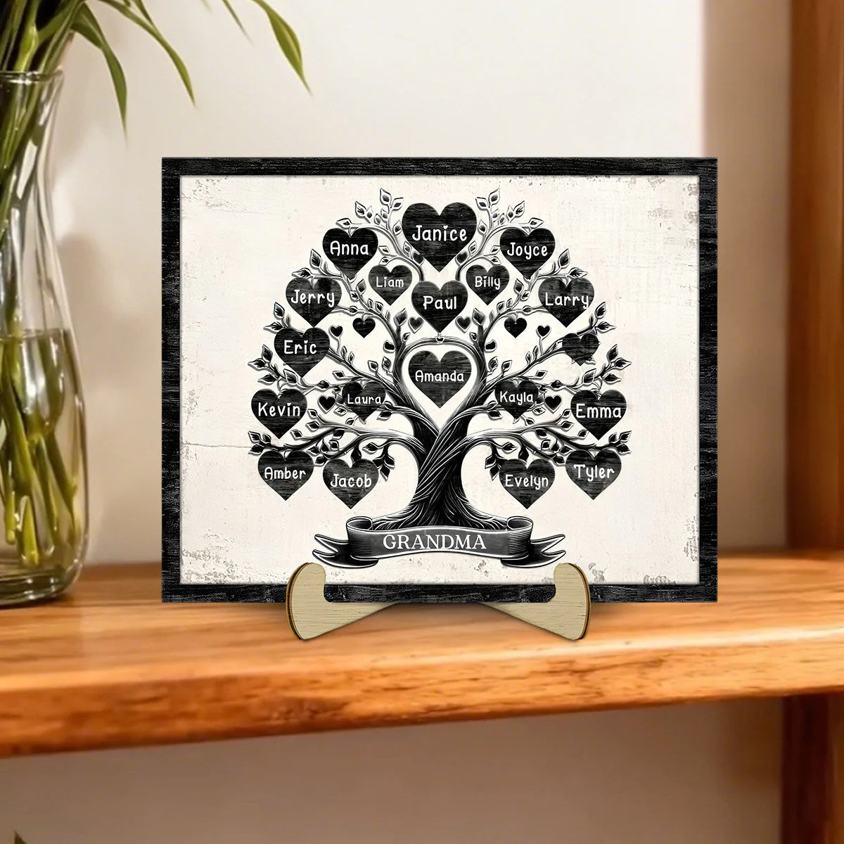 Grandma With Grandkids Tree Name - Personalized Wood Plaque - Gift For Parents Grandparents, Families, Children Grandchildren - Image 4