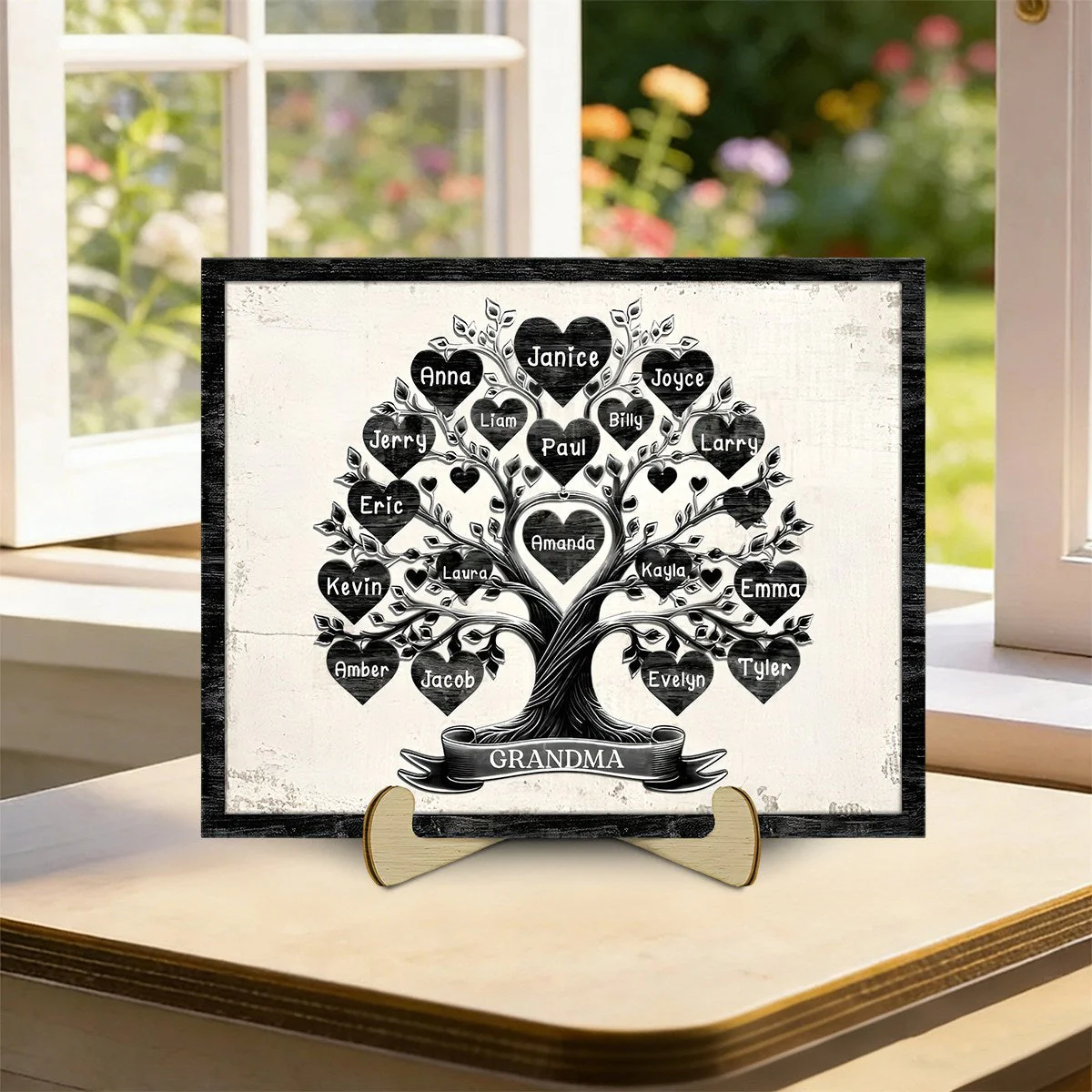 Grandma With Grandkids Tree Name - Personalized Wood Plaque - Gift For Parents Grandparents, Families, Children Grandchildren - Image 6
