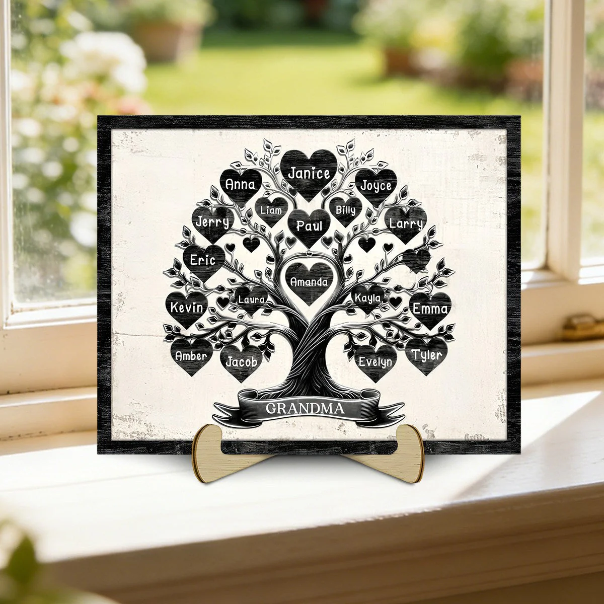 Grandma With Grandkids Tree Name - Personalized Wood Plaque - Gift For Parents Grandparents, Families, Children Grandchildren - Image 7