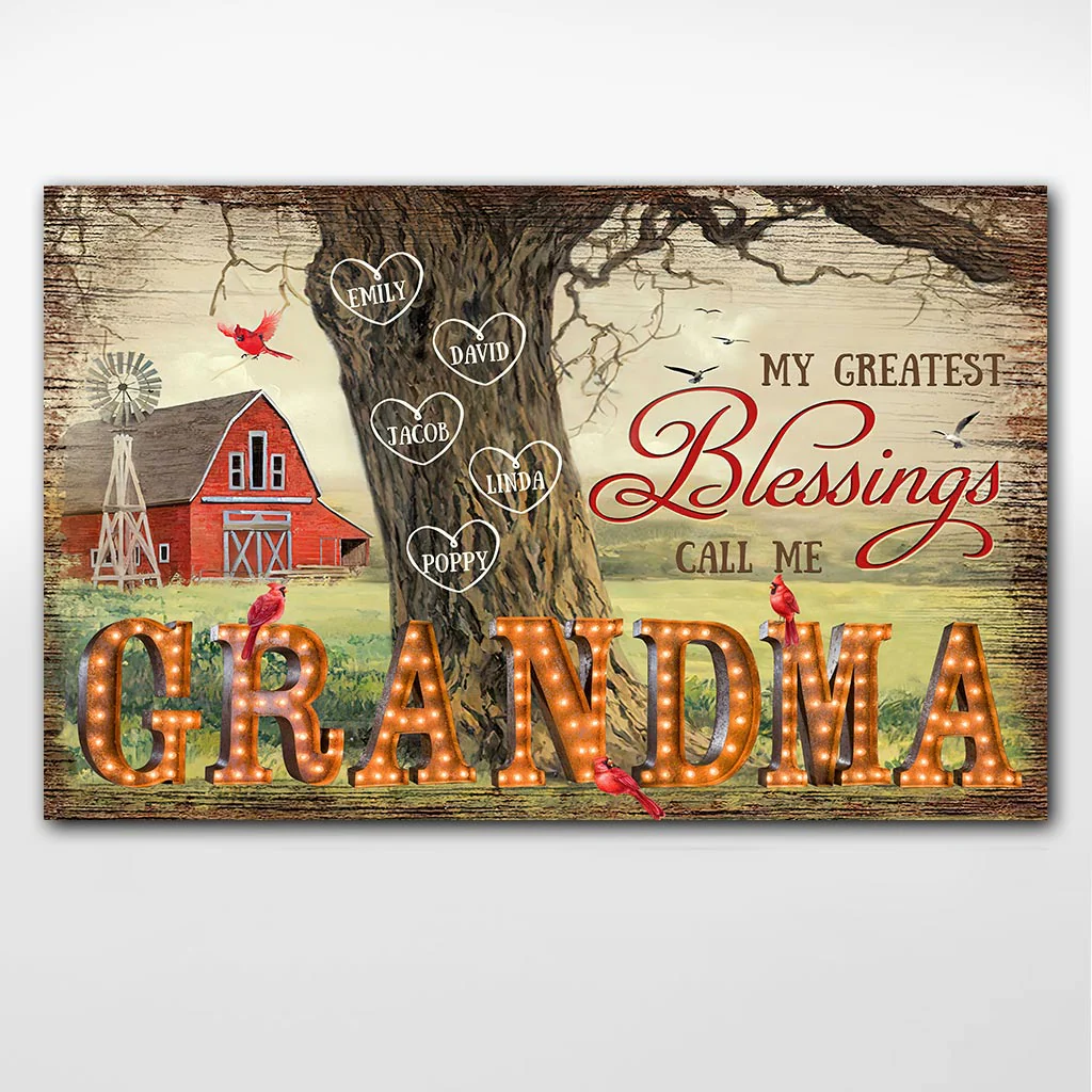 Grandma's Blessings - Personalized Poster Canvas Print - Image 8