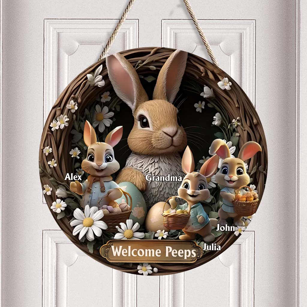 Grandma's Bunnies - Personalized Grandma Custom Shaped Wood Sign - Image 2