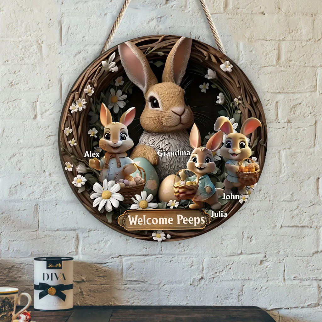 Grandma's Bunnies - Personalized Grandma Custom Shaped Wood Sign - Image 3