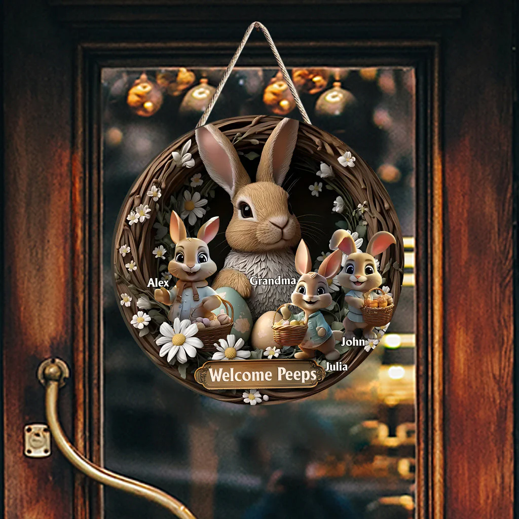 Grandma's Bunnies - Personalized Grandma Custom Shaped Wood Sign - Image 4