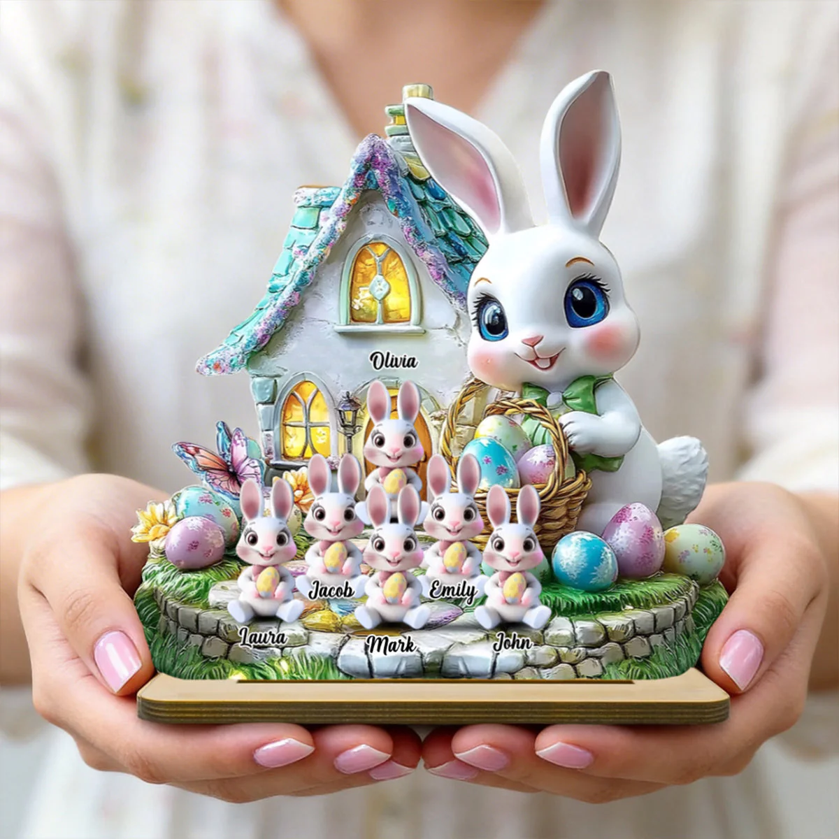 Grandma's Bunnies - Personalized Grandma Custom Shaped Wooden Plaque - Image 10