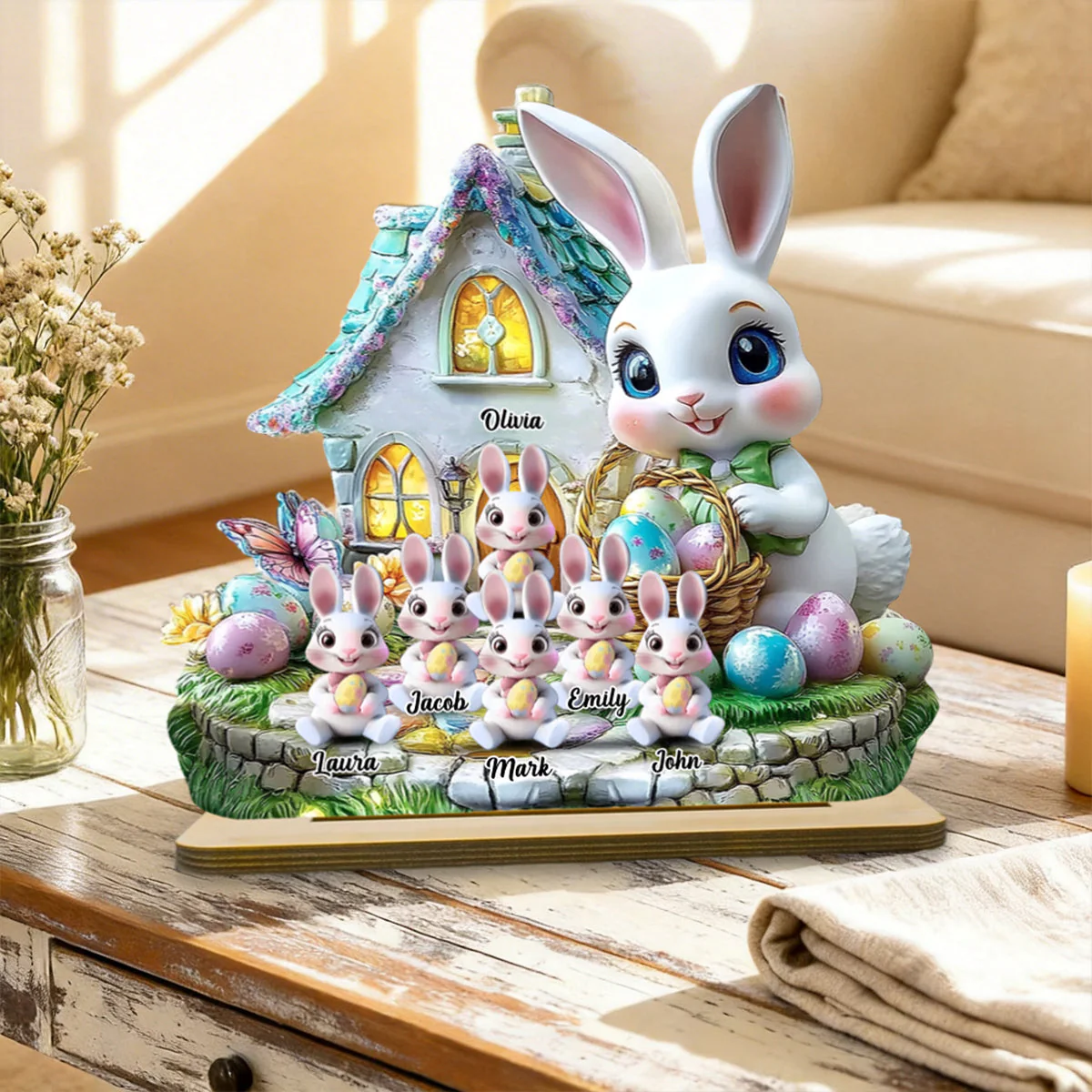 Grandma's Bunnies - Personalized Grandma Custom Shaped Wooden Plaque - Image 2