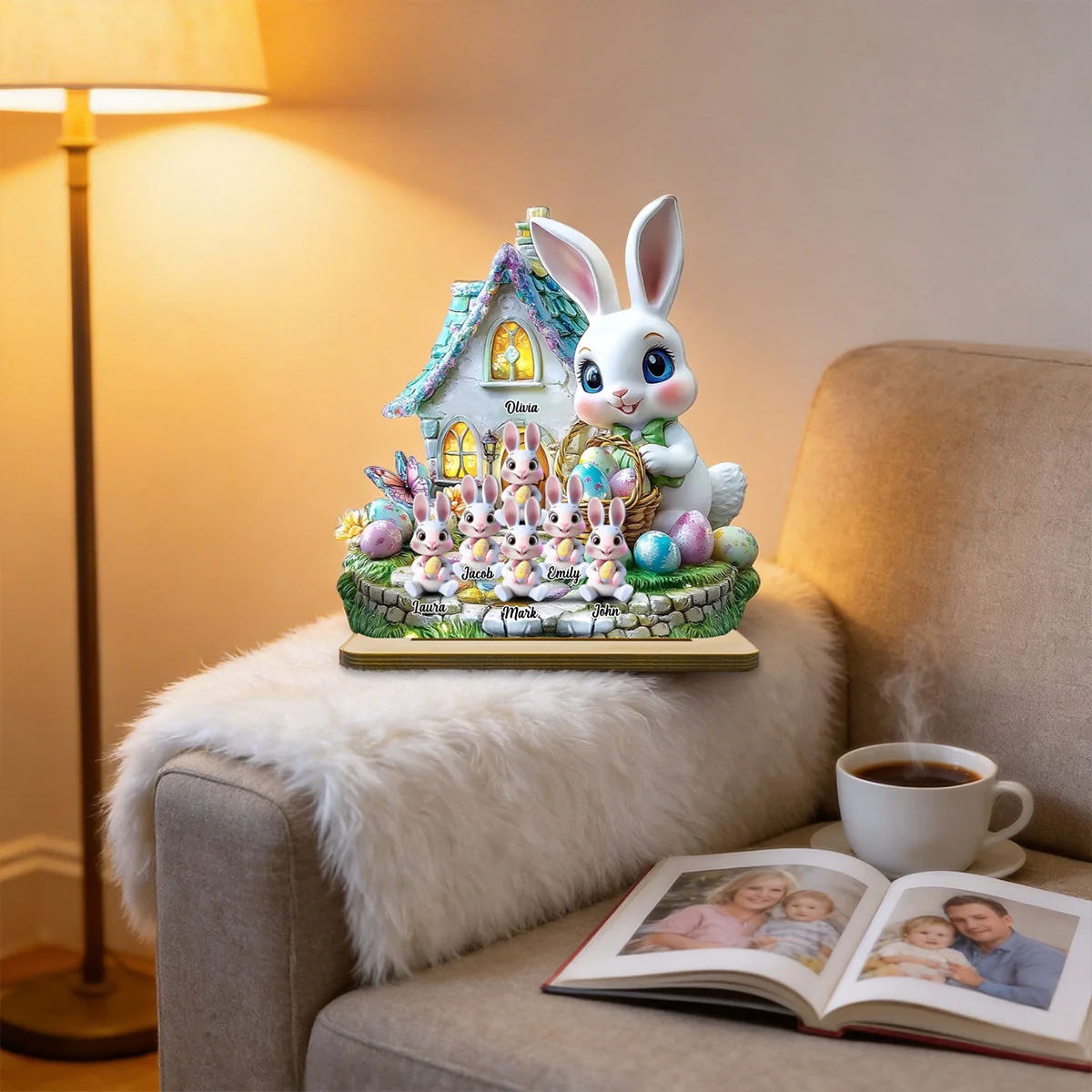 Grandma's Bunnies - Personalized Grandma Custom Shaped Wooden Plaque - Image 9