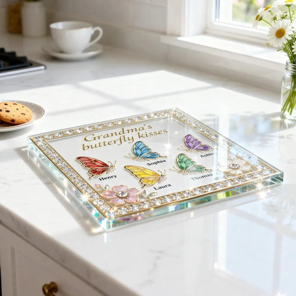 Grandma's Butterfly Kisses - Personalized Acrylic Block Plaque, Mother's Day Gift - Image 2