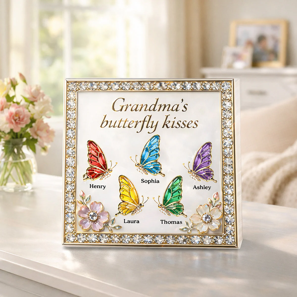 Grandma's Butterfly Kisses - Personalized Acrylic Block Plaque, Mother's Day Gift - Image 3