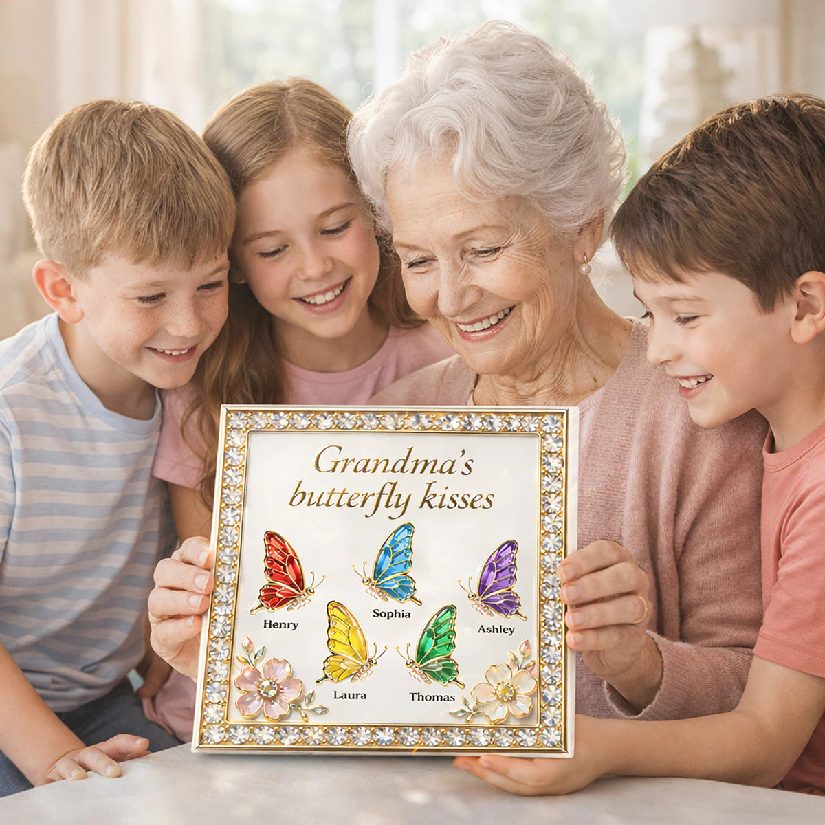 Grandma's Butterfly Kisses - Personalized Acrylic Block Plaque, Mother's Day Gift - Image 4